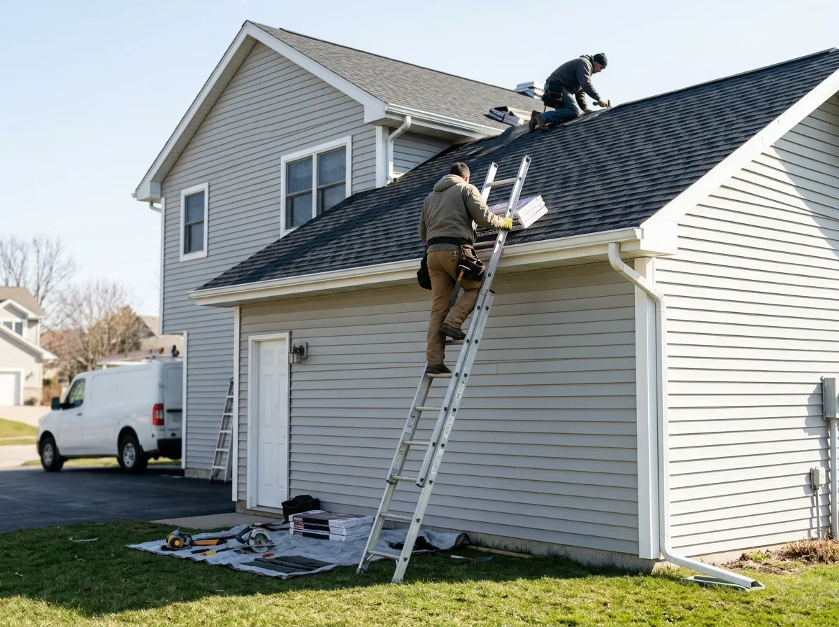 House with a newly shingled roof