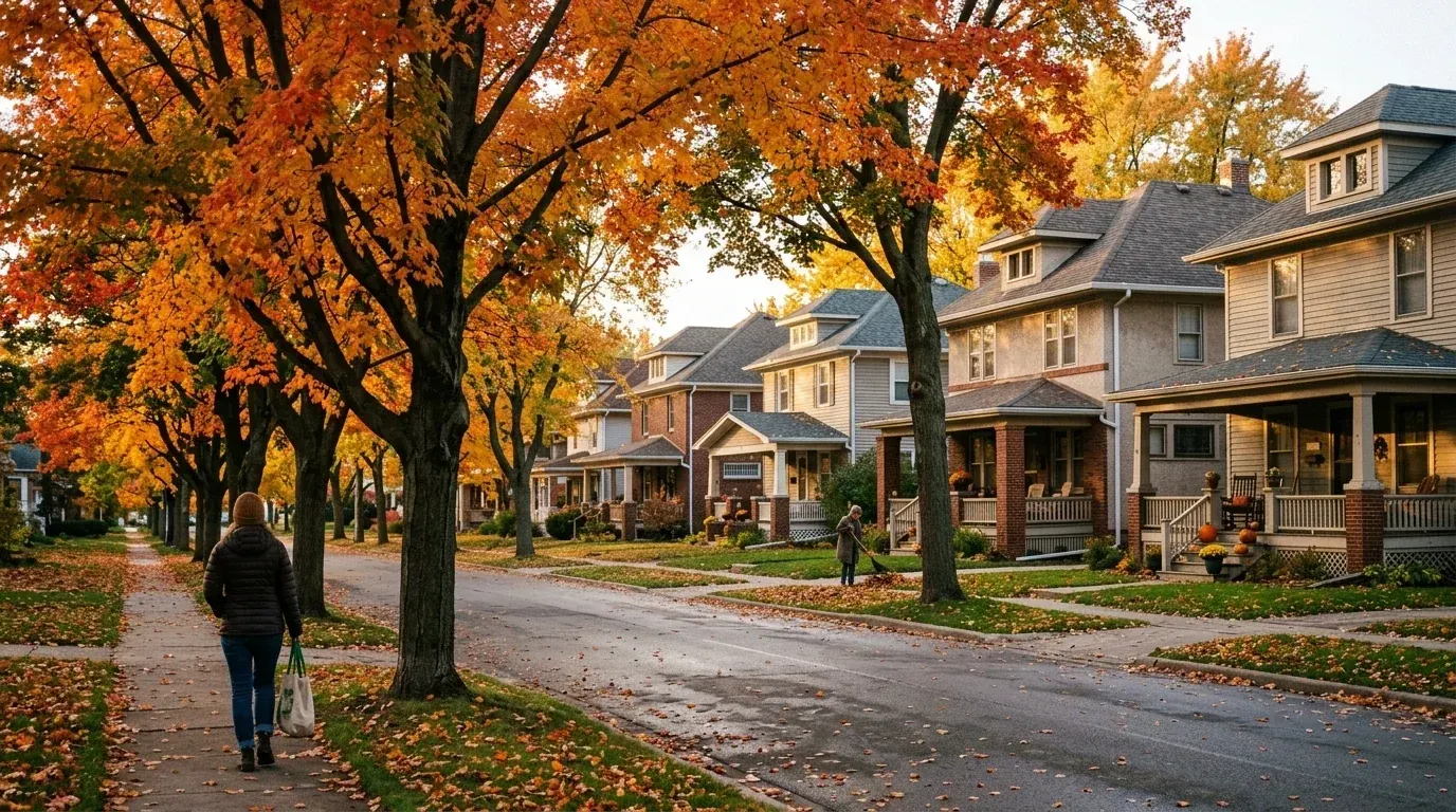 A residential street in Wisconsin’s Fox Valley region
