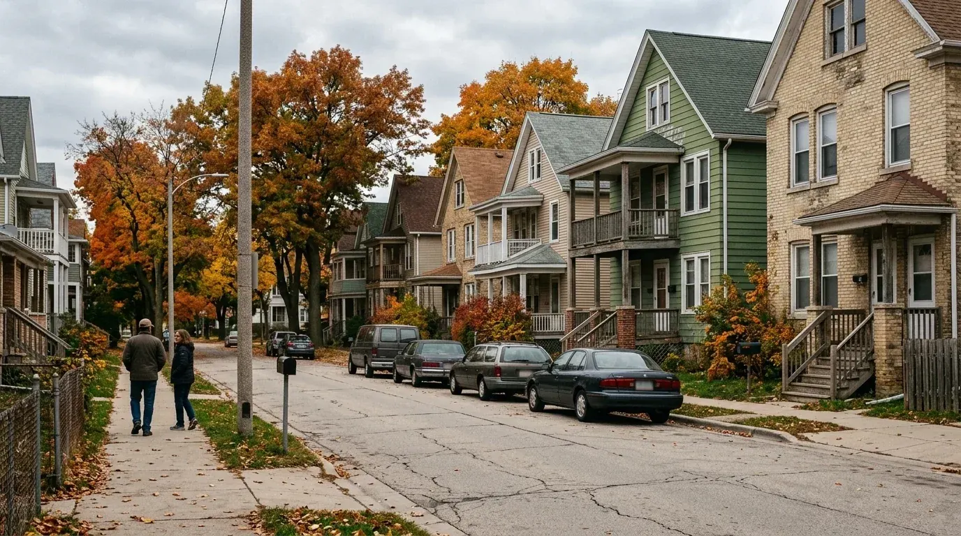 A residential street in Wisconsin’s Southeast region