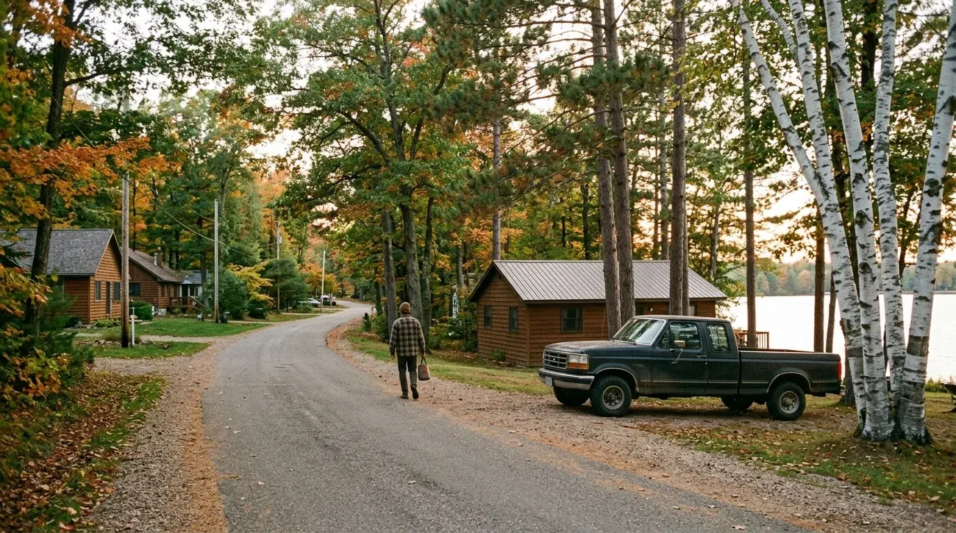 A residential street in Wisconsin’s Up North region